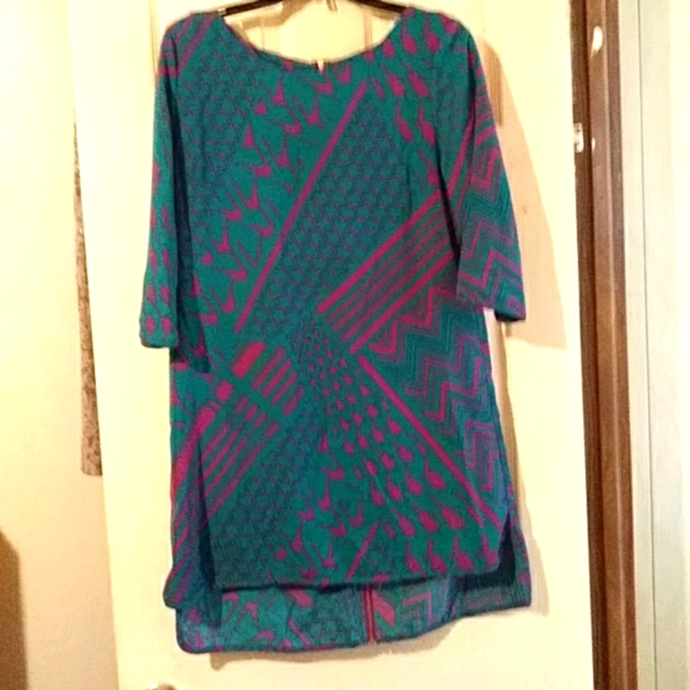 Under skies dress with zip up in the back. Size Large. Length is 32 inches long
